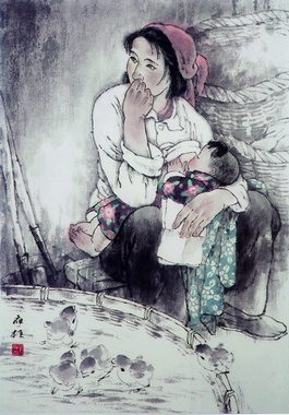 No.1 of Group Paintings Women at Mountain Village by Shan Yinggui