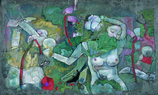 Lotus Dream, 71cm×120cm, Color Painting on Paper in 2010