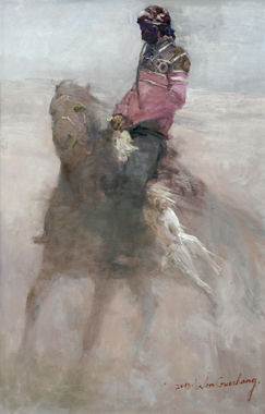叼羊——沙尘里的骑手 文国璋