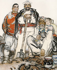 祖孙四代（中国画） 刘文西