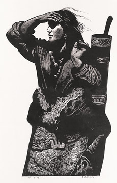 守望（木刻版画） 李焕民