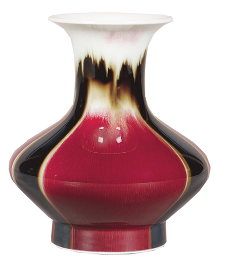 “三阳开泰”扁肚瓶(高温窑变釉瓷瓶) 邓希平