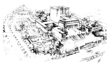 参与国家图书馆设计方案集体创作鸟瞰图