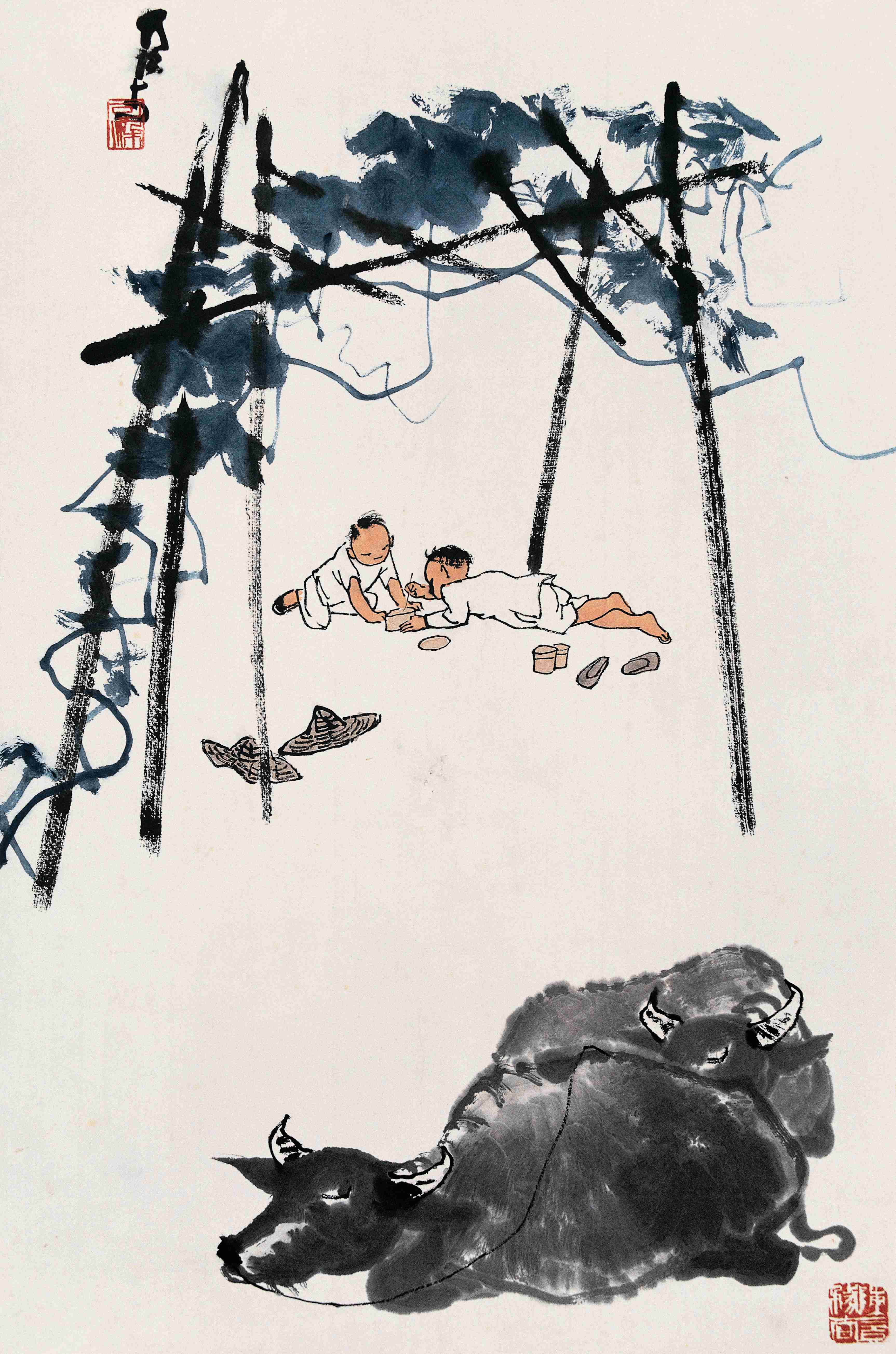 李可染《牧牛童戏图》荣宝斋藏