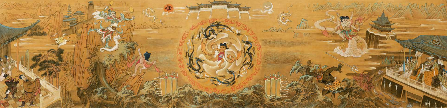 哪吒闹海壁画手卷