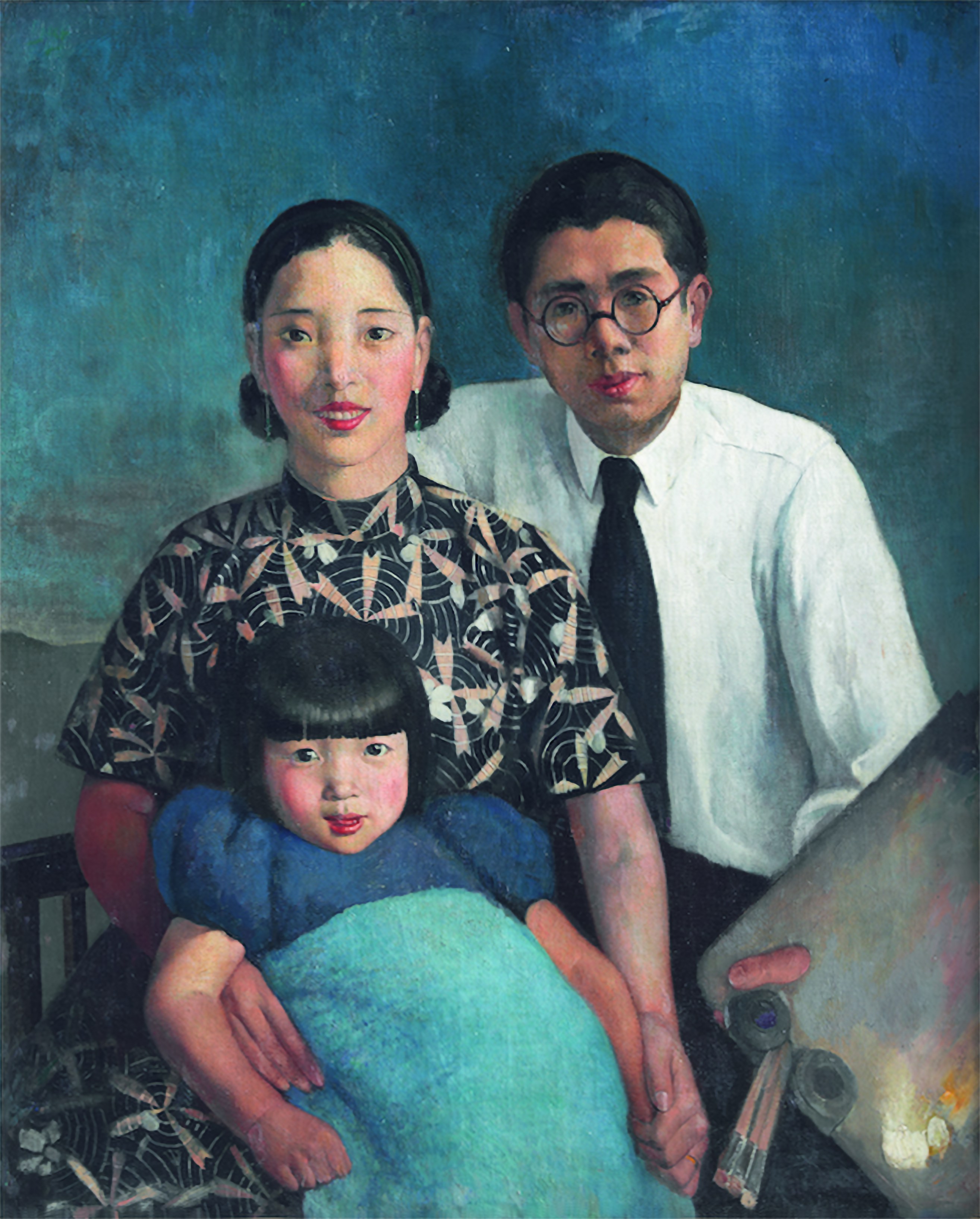 《画家家庭》  常书鸿   1933年，100×81cm   布面油画