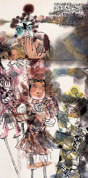 踩高跷系列1 138cm×68cm